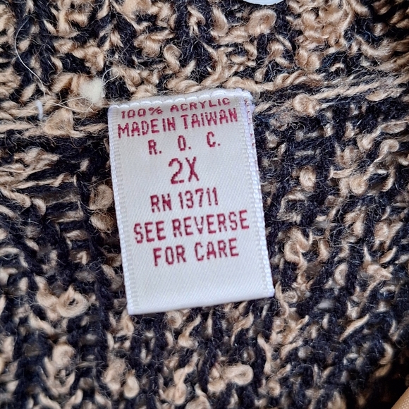 Karen Scott II Argyle Knit Sweater Coat Plus Sz2X Shoulder Pads Knee Length - Picture 6 of 11